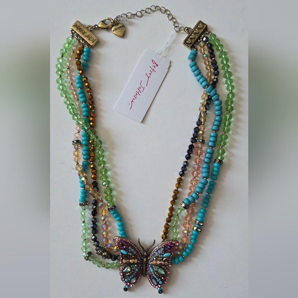 Betsey Johnson Colorful Butterfly Necklace NWT - Picture 7 of 15